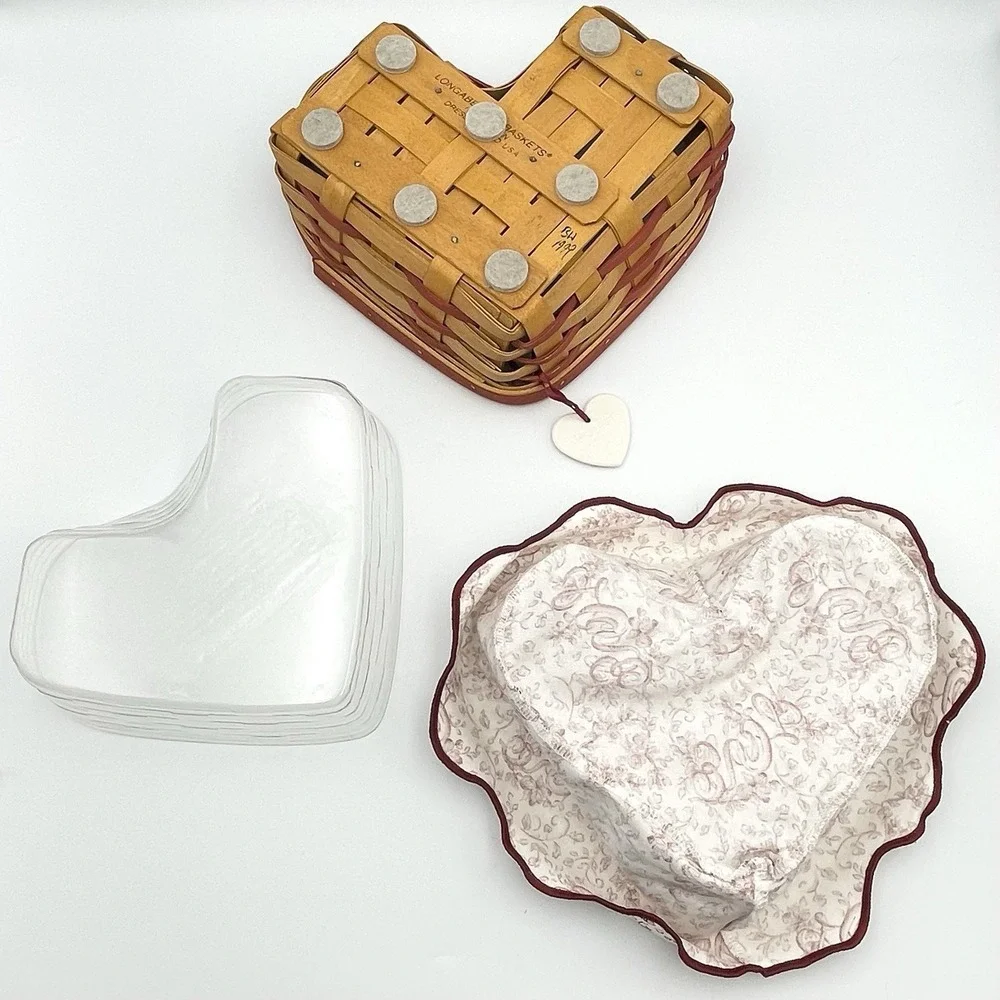 Vintage 1999 Longaberger Love Letters Sweetheart Basket Liner Protector‎ Tie On
